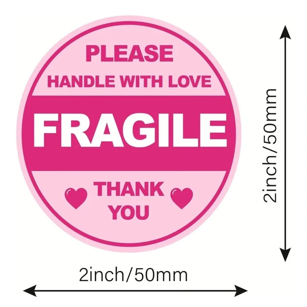 Pink Fragile Handle With Love Stickers (30)
